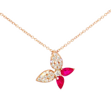 14K Rose Gold Butterfly Ruby & Diamond Pendant Necklace | 18"