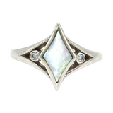 14K White Gold Mother of Pearl & Diamond Accent Ring