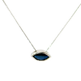 1.55Ct Marquise Blue Sapphire Bezel Slide Pendant | 14K White
