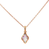 Pink Mother of Pearl & Diamond Pendant in 14K Rose Gold