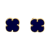 Yellow 14 Karat Lapis Clover Stud Earrings - 9mm Gold Studs