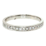 14K White Gold Milgrain Half-Way Diamond Wedding Band Size 6.5