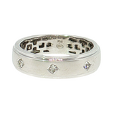 Gent's 14K White Gold Bezel-Set Princess Diamond Wedding Ring
