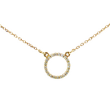 14K Yellow Gold Circle Diamond Pendant Necklace (0.10 TWT)