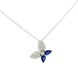 14K White Gold Butterfly Sapphire & Diamond Pendant | 18"