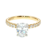 White & Yellow Gold Oval Semi-Mount Ring - 14K Shared Prong