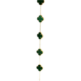 Yellow 14 Karat Malachite Clover Bracelet - 7.5 Inch Gold Chain