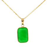 Bezel-Set Natural Jade Rectangle Pendant in 14kt Gold