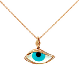 14K Rose Gold Inlaid Eye Multi-Stone & VS Diamond Pendant