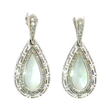 14K White Gold Mother of Pearl & Diamond Dangle Earrings