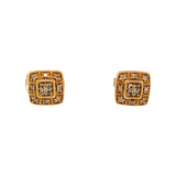 Round Diamond Cluster Stud Earrings in 14K Yellow Gold