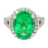 Lady's 18kt Gold 4.03 Carat Oval Emerald Statement Ring
