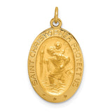 14k Polished and Satin Small Oval St. Christopher Medal Charm XR1807