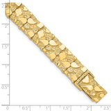 14k Polished and Textured 12.50mm 7 inch Nugget Bracelet NB12