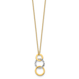 14k Two-tone Polished and Textured 3-Circle Dangle 17 inch Necklace SF2550