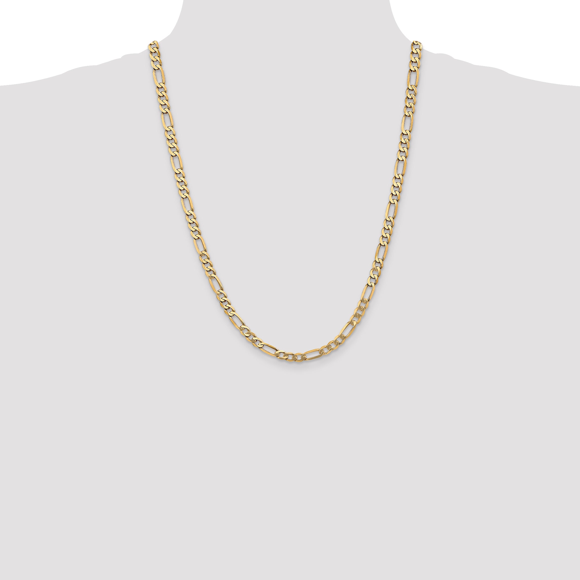 14K 26 inch 5.25mm Flat Figaro with Lobster Clasp Chain FFL140