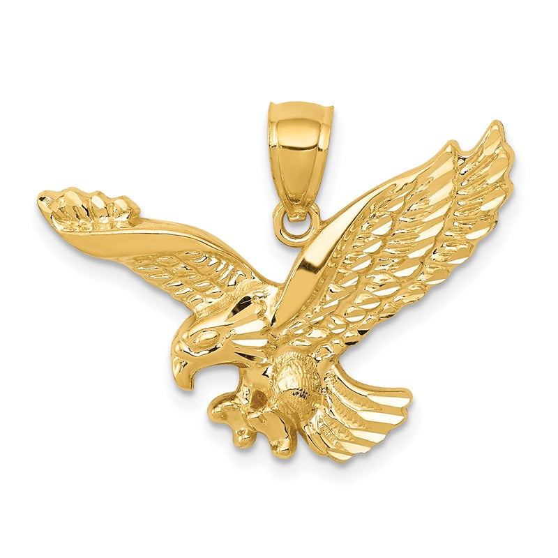 14k Gold Polished and Textured Eagle Pendant K5336
