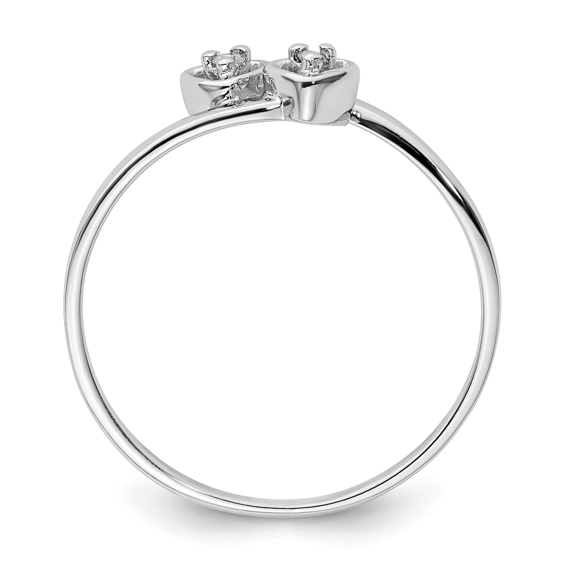 14k White Gold Polished VS Diamond Two Hearts Ring Y1836VS
