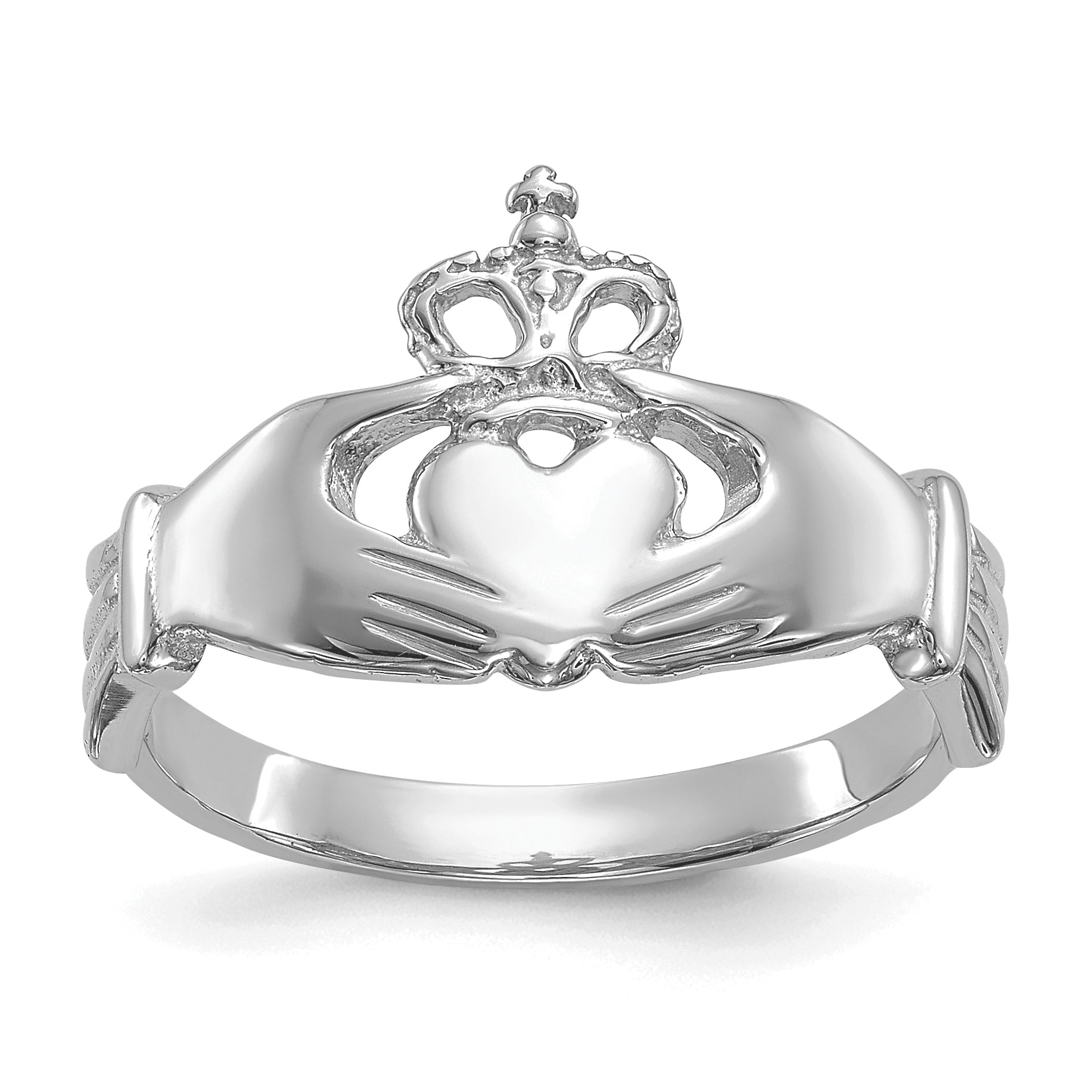 14k White Gold Polished Claddagh Ring K4773