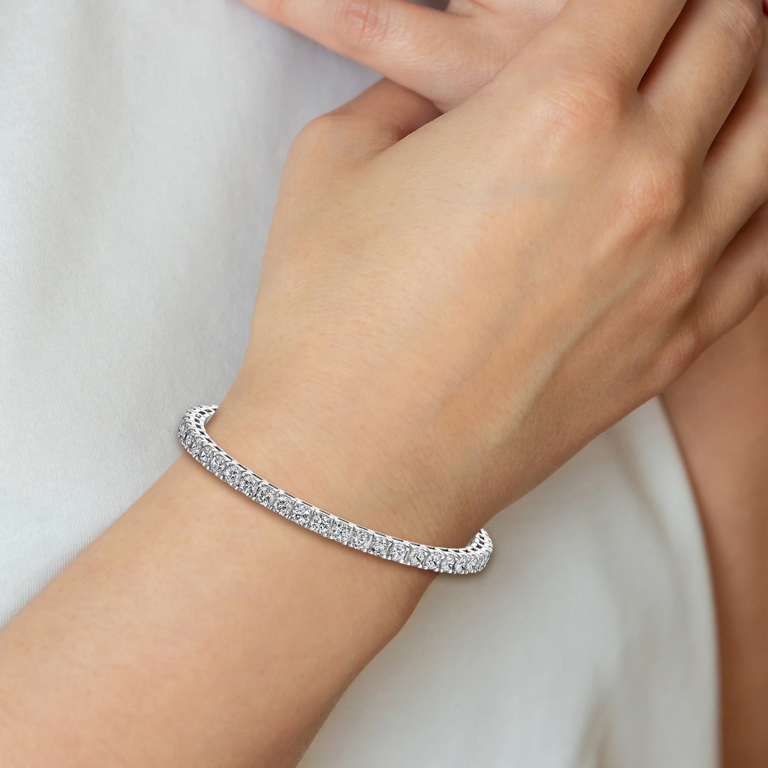 14k White Gold Complete 17 carat Round AAA Diamond 4-prong 7 inch Tennis Bracelet X2048WAAA