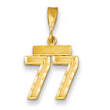 14k Small Brushed Diamond-cut Number 77 Charm SN77