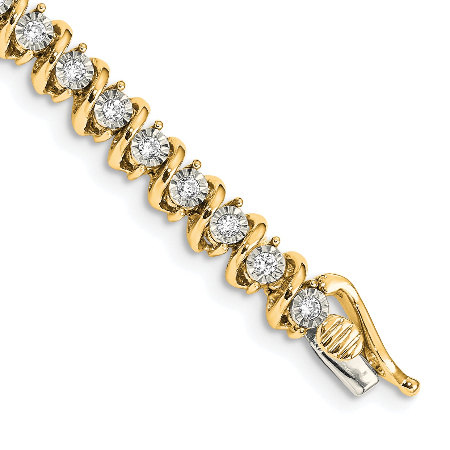 14k White Gold Complete 1 carat Diamond S-link 7 inch Tennis Bracelet BM4643