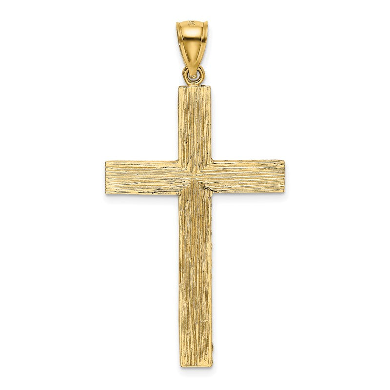 14k Polished and Textured Diamond-cut Latin Cross Pendant K6169