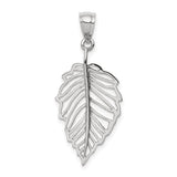 14K White Gold Polished Leaf Pendant D4452