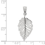 14K White Gold Polished Leaf Pendant D4452