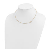 14k Polished Cross and Miraculous Medal Beaded Rosary Design 16 inch Necklace SF2504