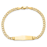 14k Polished Semi-Solid Chain/Solid Plate Cuban Link Soft Diamond Shape 25.5x7.5mm Plate 7 inch ID Bracelet DCID106C