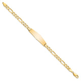 14k Polished Solid Chain/Solid Plate Flat Figaro Link Soft Diamond Shape 33x9mm Plate 7 inch ID Bracelet LID78C