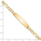 14k Polished Solid Chain/Solid Plate Flat Figaro Link Soft Diamond Shape 33x9mm Plate 7 inch ID Bracelet LID78C