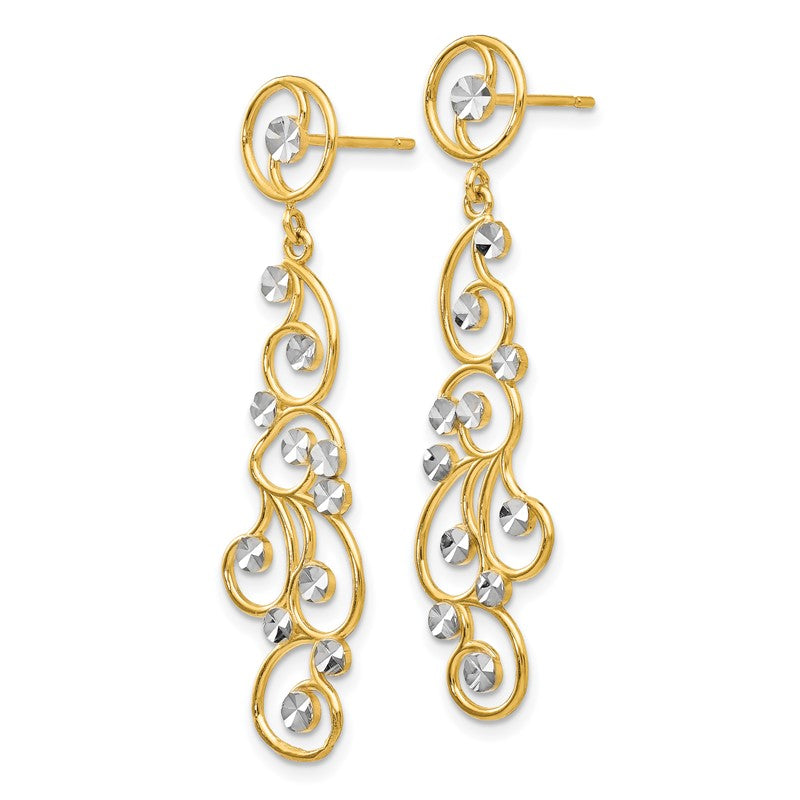 14k and White Rhodium Filigree Dangle Post Earrings TH591