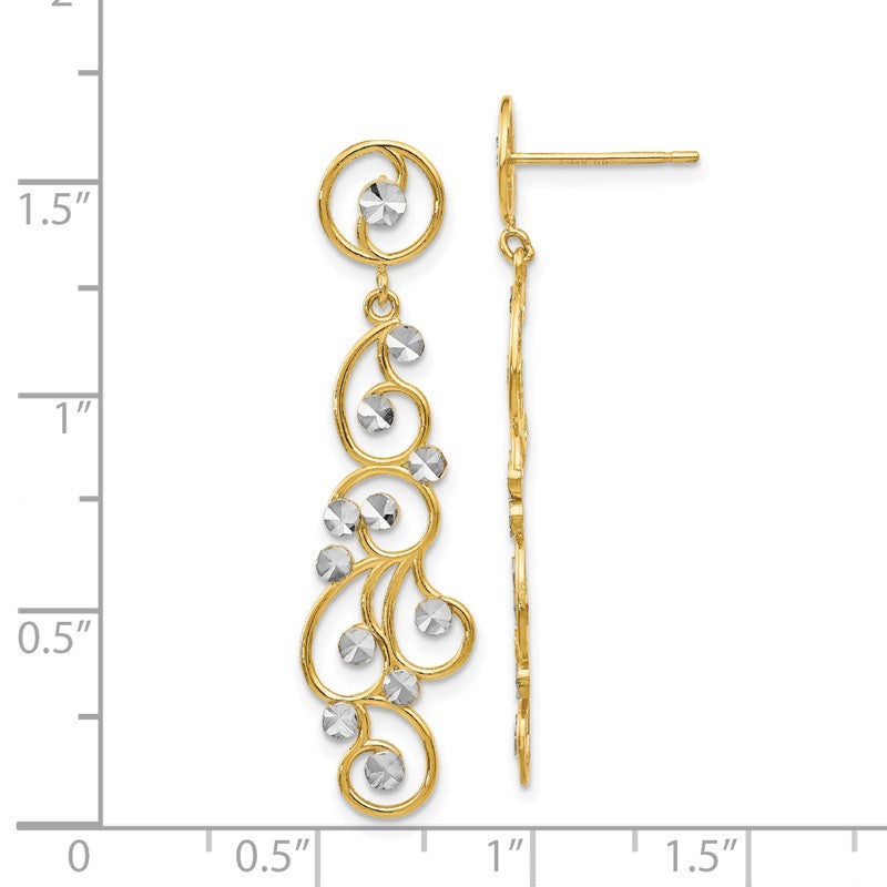 14k and White Rhodium Filigree Dangle Post Earrings TH591