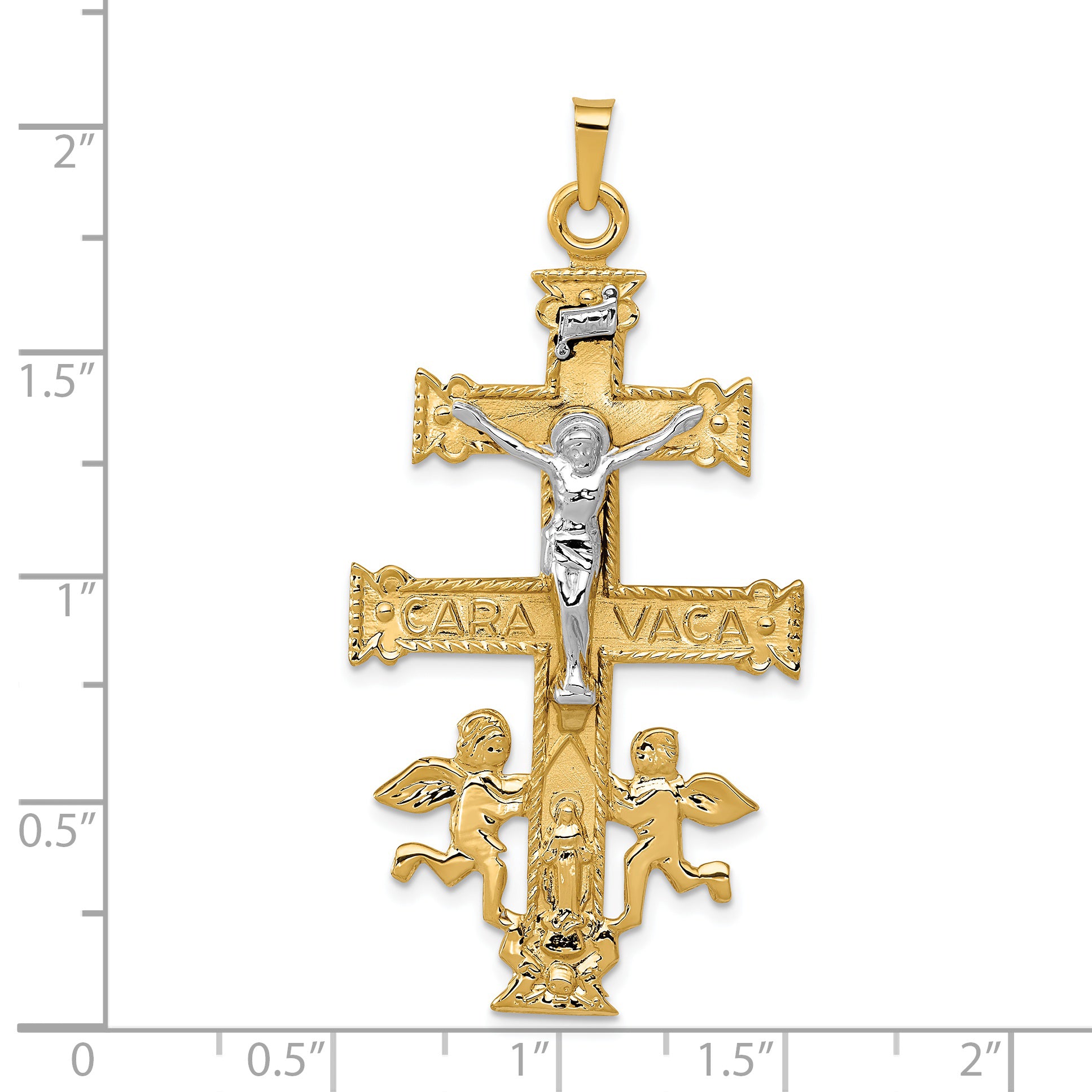14k Two-tone Cara Vaca Crucifix Pendant C1427