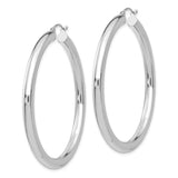 14K White Gold 4x50mm Polished Tube Hoop Earrings T863