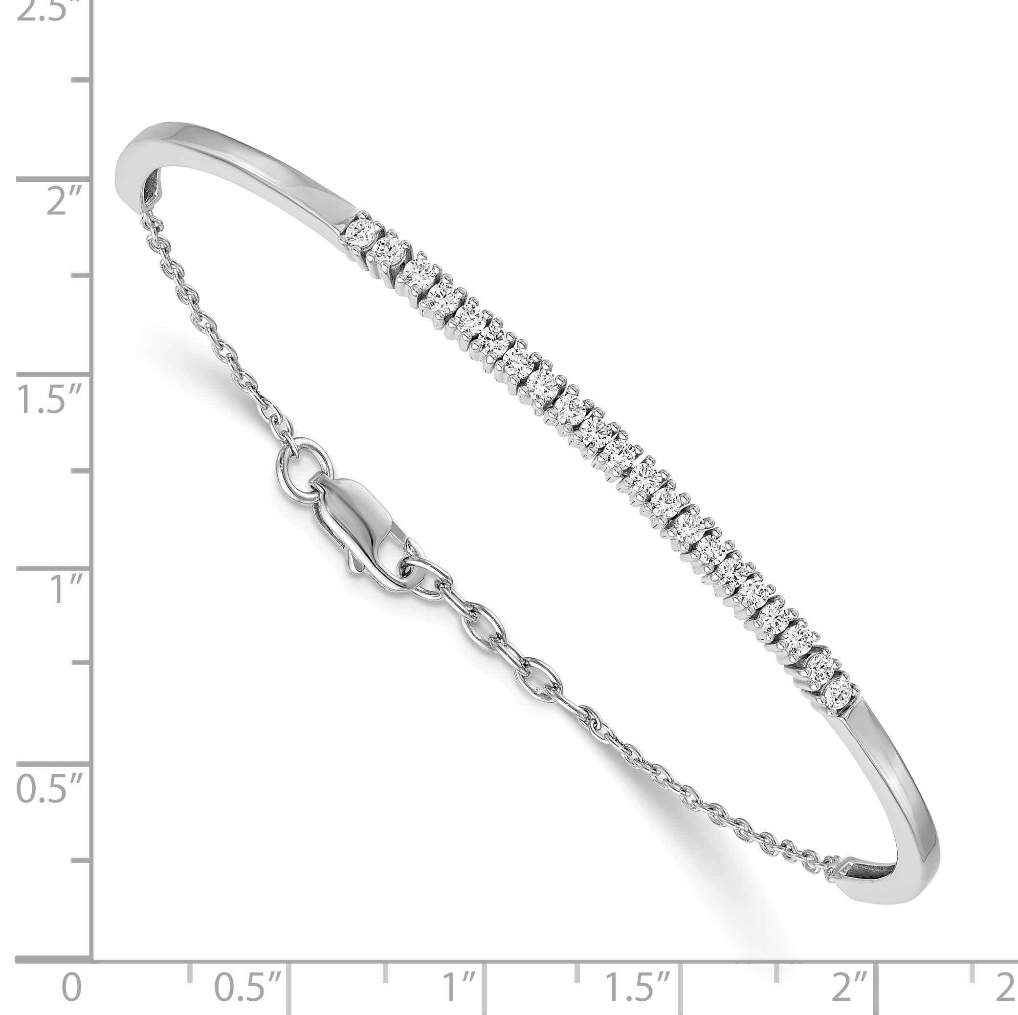 14k White Gold Complete 3/4 carat Diamond Half-Bangle 6.75 inch Bracelet with 0.5 inch Extender BM3726