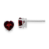 14k White Gold 5mm Heart Garnet Post Earrings XE97WGA
