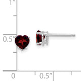 14k White Gold 5mm Heart Garnet Post Earrings XE97WGA