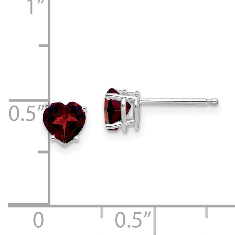 14k White Gold 5mm Heart Garnet Post Earrings XE97WGA
