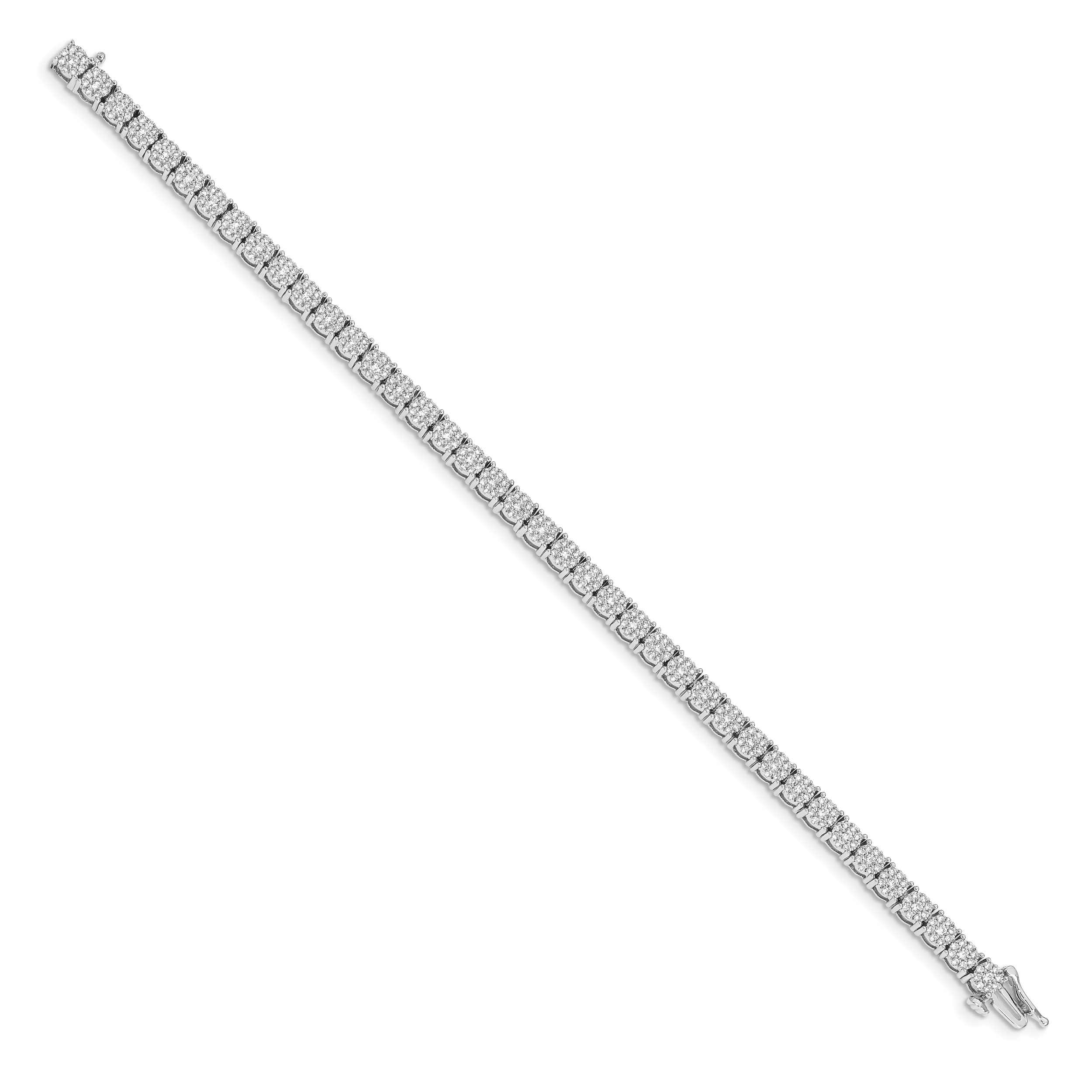 14k White Gold Complete 3 carat Diamond Cluster Setting 7 inch Tennis Bracelet BM4670