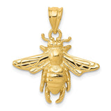 14k Solid Open-Backed Bee Pendant C2445