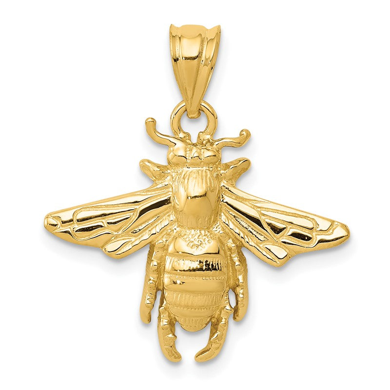 14k Solid Open-Backed Bee Pendant C2445
