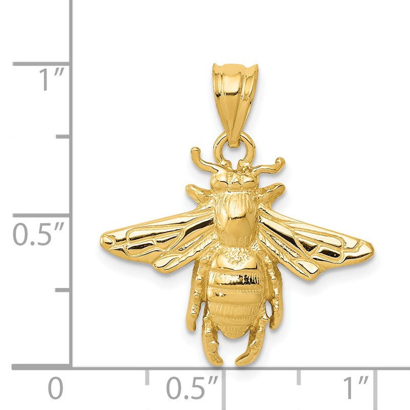 14k Solid Open-Backed Bee Pendant C2445
