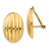 14k 14x19mm Oval Polished Fancy Ribbed Omega Back Non-pierced Earrings H633