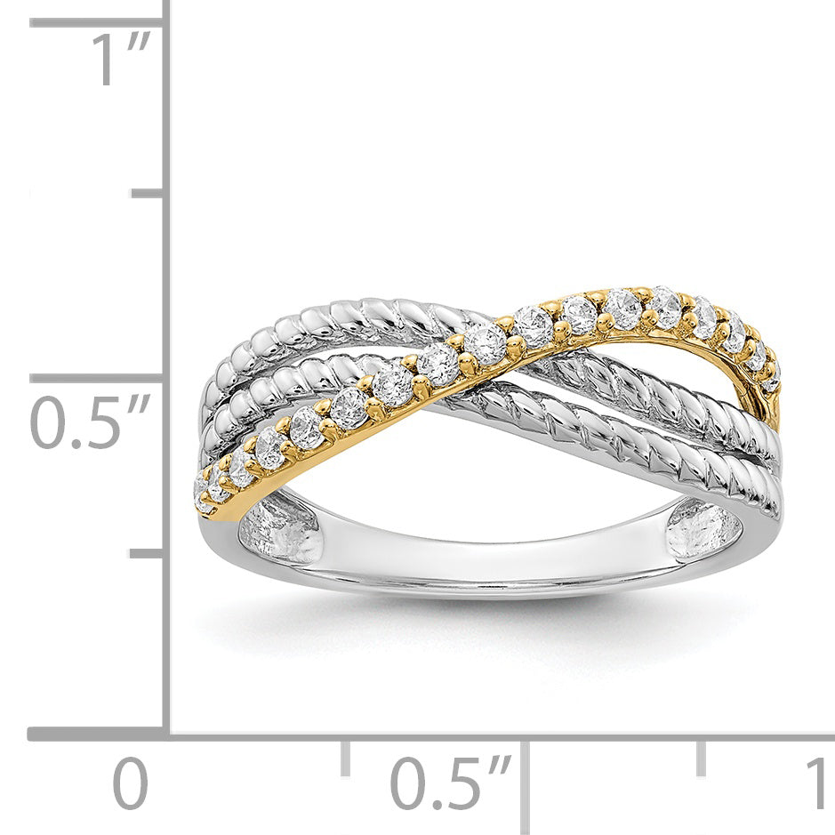 14k Two-tone 1/4 carat Diamond Fancy 3-Strand Ring RM3857