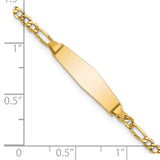 14k Polished Semi-Solid Chain/Solid Plate Figaro Link Soft Diamond Shape 19.5x5.5mm Plate 6 inch Baby/Child ID Bracelet DCID134C