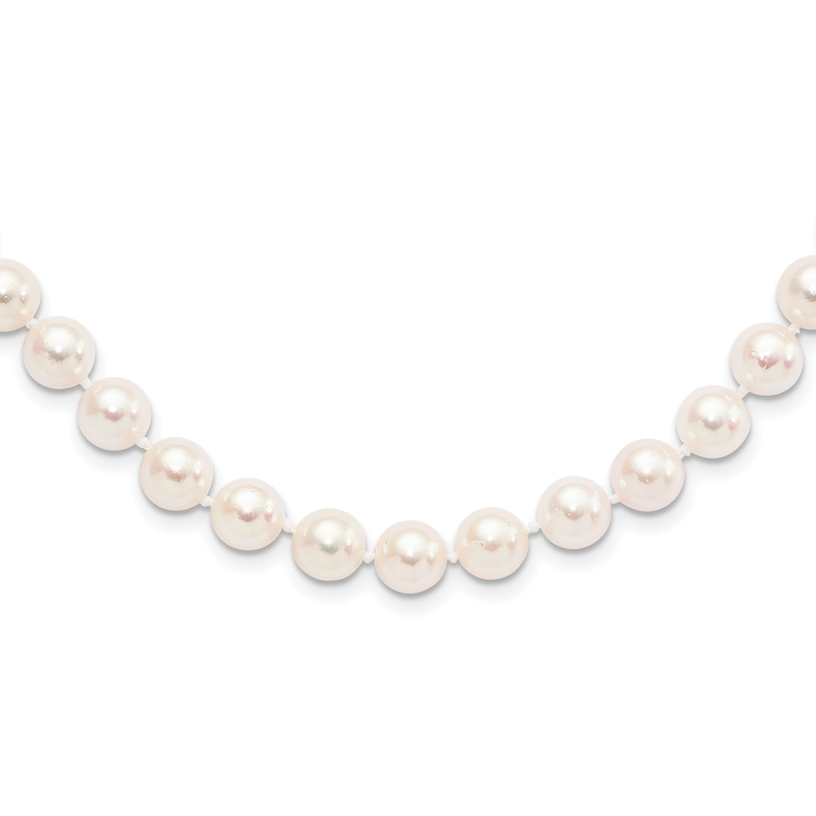 14k 8-9mm White Round Akoya Saltwater Cultured Pearl 18 inch Necklace PL80AA