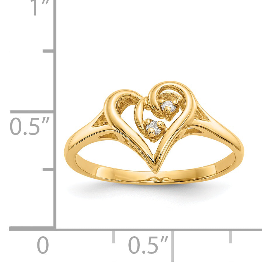 14k Polished AAA Diamond Swirled Heart Ring Y1774AAA